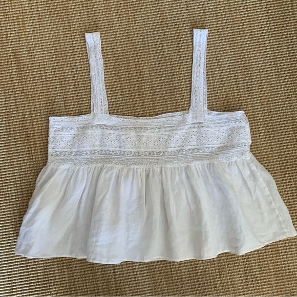 Doen Beaux Ramie Lace Square Neck Cami Camisole Tank Top Blouse Salt - Picture 10 of 11